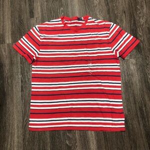 Polo Ralph Lauren Classic Fit Striped Slub Jersey Pocket T-Shirt -Red/Blue/White